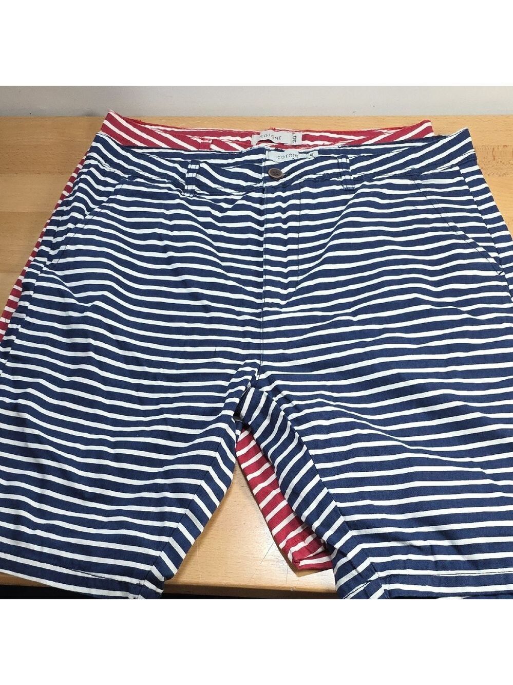 SKU 1826 Cotone  Red Striped Shorts Duo